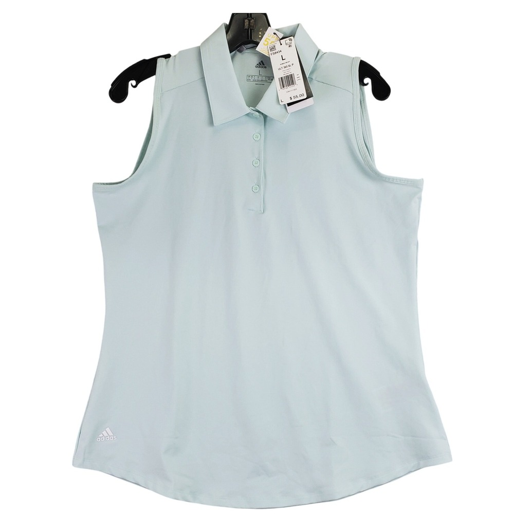 Adidas Ultimate365 Polo Women L Dash Green Melange Golfcore Athletic FS8434
